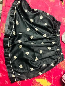 Black Floral Satin shorts with Top