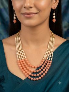 Multi-strand Pearl &amp; Coral Necklace Set