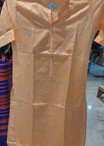 Peach Embroidered Kurta