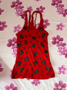 Red Heart Print Tank Top