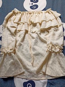 Cream Ruffle Off-Shoulder Top