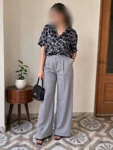 Stylish Wide Leg Grey Trousers