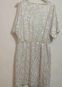 Cream Sequins Off-Shoulder Dress 36 Bust