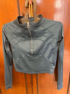 Blue Cropped Workout Jacket