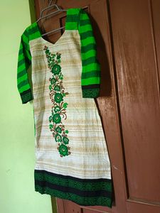 Beautiful Cotton Kurta With Churidar And Dupatta