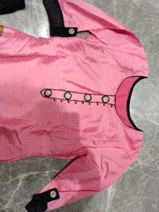Pink Kurta with Black Leggings