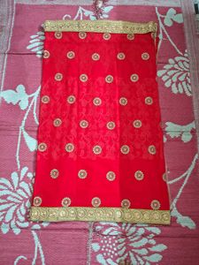 Red Saree with Golden Embellishments