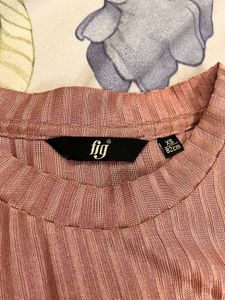 Ribbed Pink Short Sleeve Top