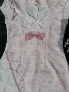 Lovely Pink Cheongsam Dress with Lace and Ruffles