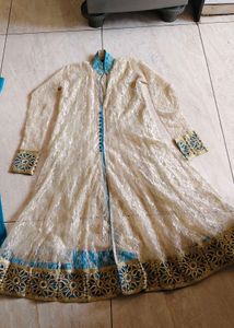 Elegant Teal &amp; Cream Ethnic Kurta Set