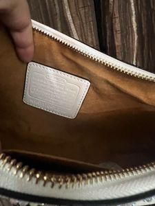 Coach White Embellished Shoulder Bag