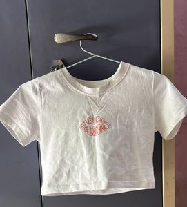White Graphic Crop Top