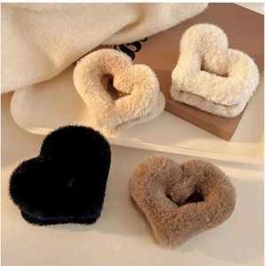 Fuzzy Heart Hair Claw Clips