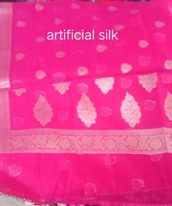 Vibrant Pink Artificial Silk Saree