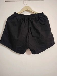 Black Cargo Shorts with Buckle Straps