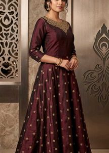 Maroon Embroidered Ethnic Gown perfect for L/M