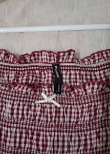 Red Gingham Puff babydoll top