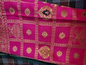 Vibrant Pink Saree with Gold Zari