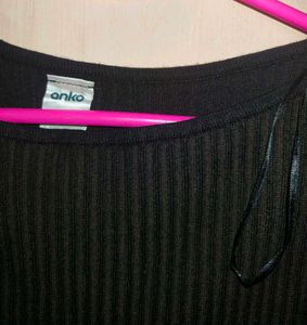 anko Black Ribbed Midi Dress
