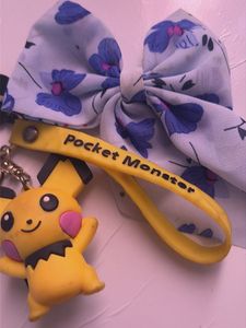 Cute Pikachu &amp; Floral Bow Keychain