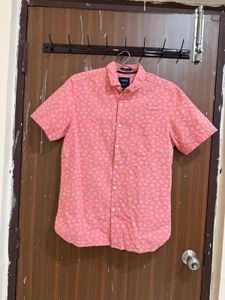 Men's Pink Short Sleeve Button-Up Shirt