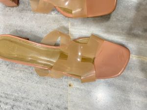 Stylish Pink &amp; Transparent Block Heels