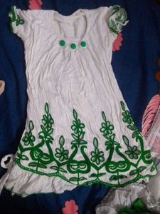 White top with Green Embroidery
