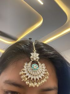 Elegant Maangtika with Pearls &amp; Stones