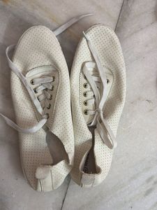 Women's White Perforated Sneakers
