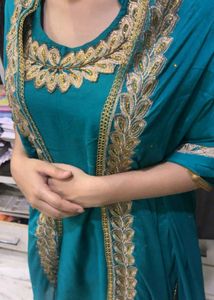 Teal Embroidered suit