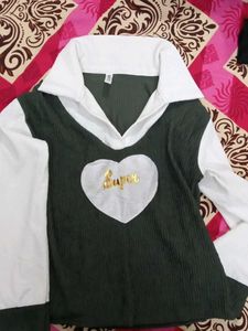 Chic Black and White Heart Top