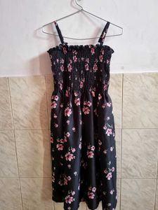 Black Floral Smocked Sundress