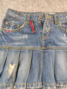 Distressed Denim Mini Skirt