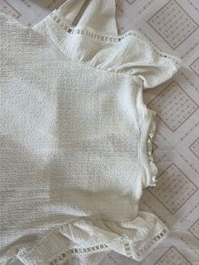 Cream Textured Puff Sleeve Blouse