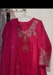 Fuchsia Embroidered Kurta with Palazzo