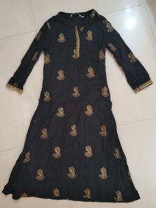 Elegant Black Kurta with Gold Print