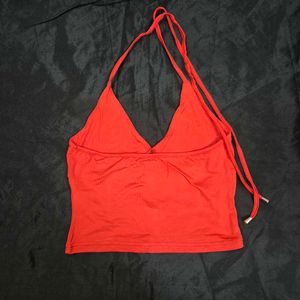 Red Halterneck Crop Top chatpate baddie goth