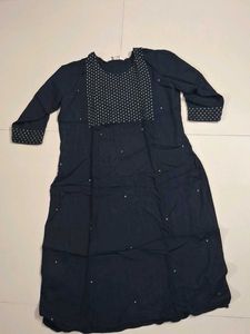 Elegant Dark Blue Kurta with Embellishments