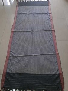 Striped Grey Dupatta with Tassels