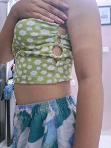 Floral Green Crop Top