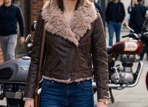 Faux Fur Lined Leather Jacket