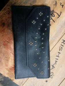 Black Studded Long Wallet