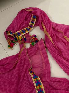 Vibrant Pink Dupatta with Tassels
