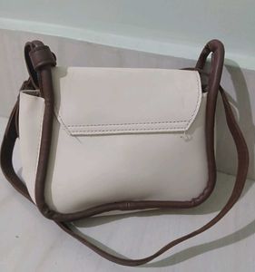 Chic Cream Crossbody Bag with Scarf Accent
