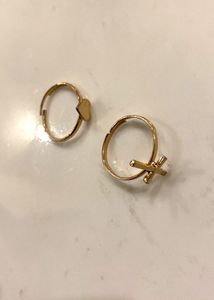 Gold-Tone Heart and Cross Rings Adjustable