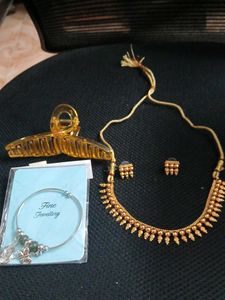 Golden Necklace and Earrings Set