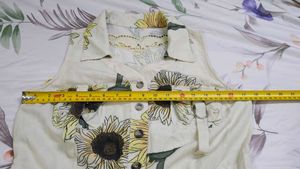 Sunflower Print Sleeveless Utility Romper