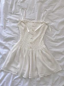 🤍 🎀 Coquette Ivory White Lacey mini dress