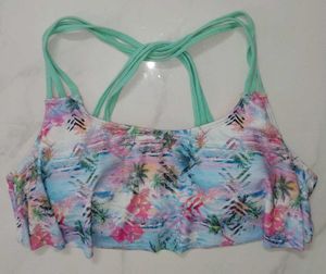 Tropical Print Bikini Top L