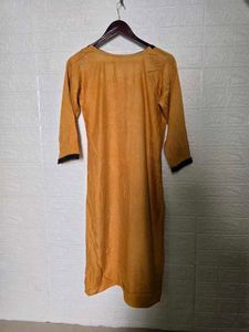 Yellow Printed Kurta with Black Accents